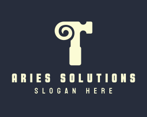 Aries - Horn Hammer Letter T logo design