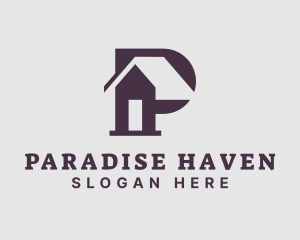 Purple House Letter P logo design