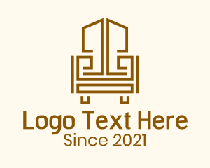 Chair - Geometric Wooden Armchair logo design