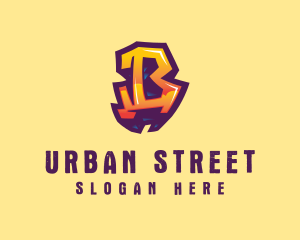 Street - Street Graffiti Letter B logo design