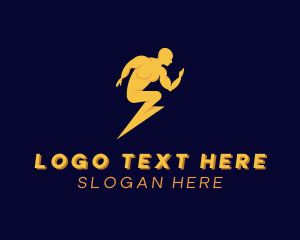 Superhero - Fast Lightning Human logo design