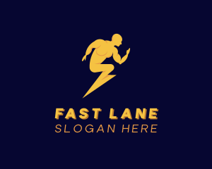 Fast Lightning Human logo design