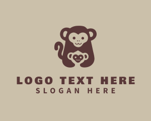 Children - Brown Monkey Baby logo design