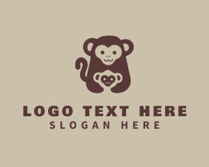 Young - Brown Monkey Baby logo design
