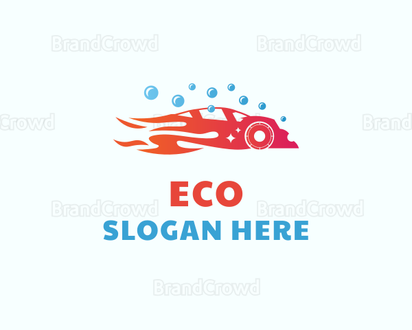 Flaming Car Wash Clean Logo