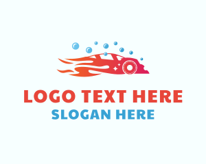 Washing - Flaming Car Wash Clean logo design