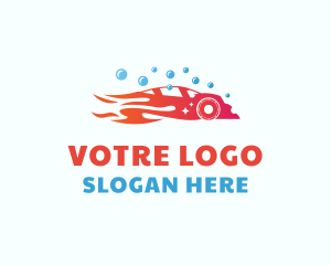 Cleaning - Flaming Car Wash Clean logo design