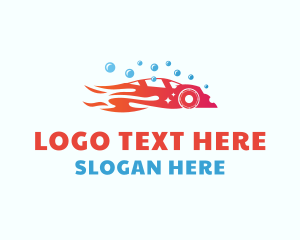 Car Wash - Flaming Car Wash Clean logo design