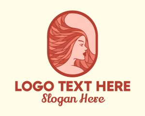 Wig Shop - Red Hair Woman logo design