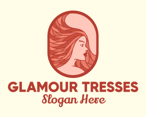 Wig - Red Hair Woman logo design