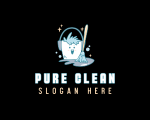 Cleaning Bucket Mop logo design