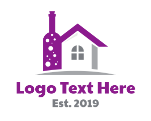 Violet Wine Bottle House logo design