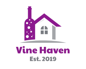 Violet Wine Bottle House logo design