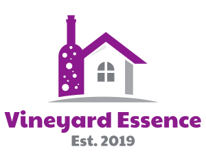 Violet Wine Bottle House logo design