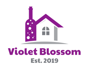 Violet Wine Bottle House logo design