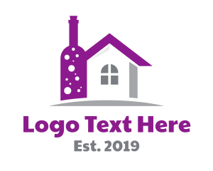 Wine - Violet Wine Bottle House logo design