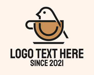 Brewed Coffee - Bird Coffee Cup logo design
