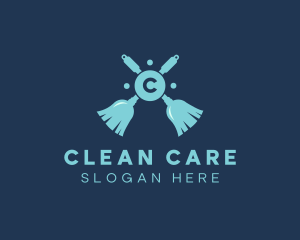 Housekeeping Broom Cleaning Sanitation logo design