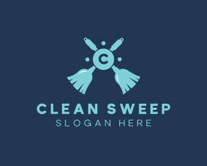 Housekeeping Broom Cleaning Sanitation logo design