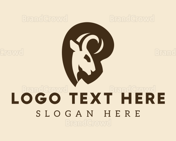 Brown Ram Horn Animal Logo