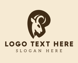 Bovine - Brown Ram Horn Animal logo design