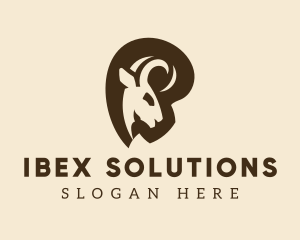 Ibex - Brown Ram Horn Animal logo design