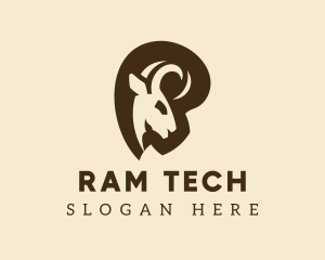 Brown Ram Horn Animal logo design