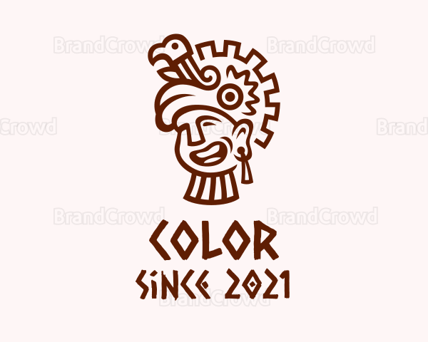 Mayan Man Bird Headdress Logo