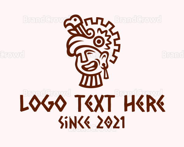 Mayan Man Bird Headdress Logo