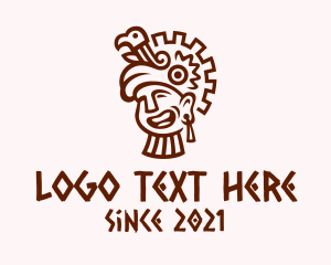 Ethnic - Mayan Man Bird Headdress logo design