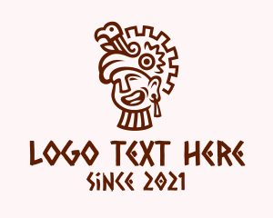 Happy - Mayan Man Bird Headdress logo design