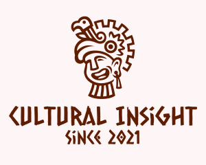 Mayan Man Bird Headdress logo design