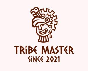 Mayan Man Bird Headdress logo design