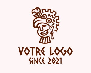Native - Mayan Man Bird Headdress logo design