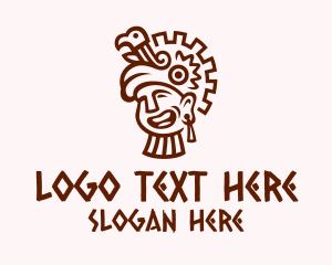 Mayan Man Bird Headdress Logo