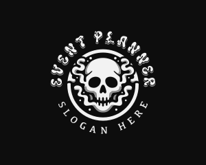 Vape - Gothic Smoke Skull logo design