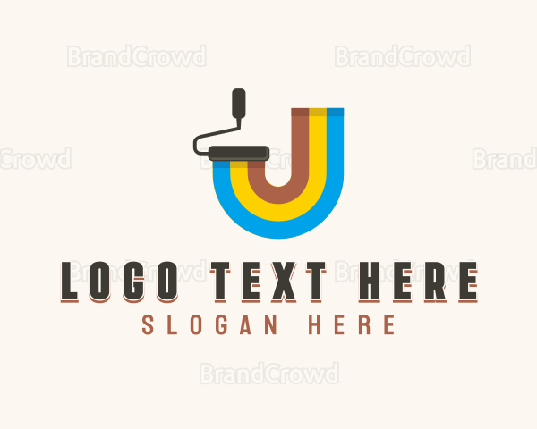 Paint Roller Painter Letter J Logo