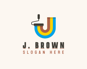 Paint Roller Painter Letter J logo design