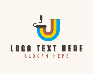 Interior Designer - Paint Roller Painter Letter J logo design