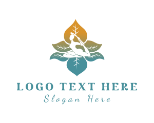 Healthy Living - Human Yoga Stretching logo design