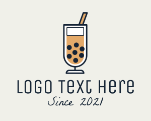 Milk Tea Shop - Boba Milk Tea Drink logo design