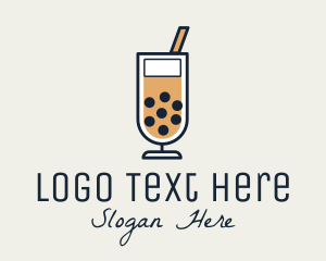 Boba Milk Tea Drink  Logo