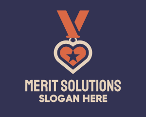 Merit - Star Heart Medal logo design