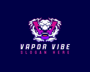 Smoke Vaping Letter V logo design