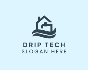 Home Faucet Wave Plumbing logo design