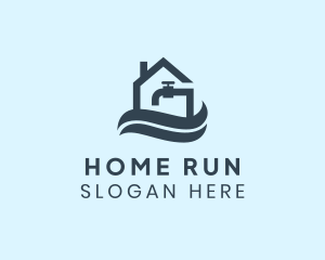 Home Faucet Wave Plumbing logo design