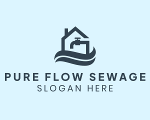 Sewage - Home Faucet Wave Plumbing logo design
