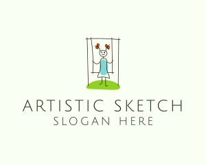 Children Playground Drawing logo design