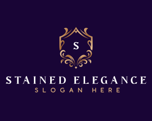 Decorative Crown Shield logo design