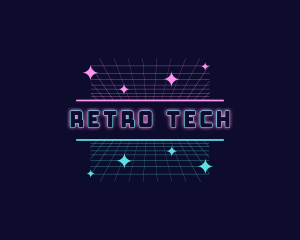 Retro Cyber Grid Sparkle logo design